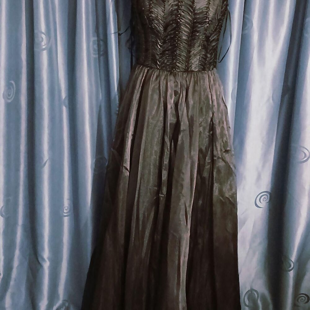 'Aidan Mattox' Spaghetti Strap Black Formal Dress Sz 6 - Picture 4 of 8